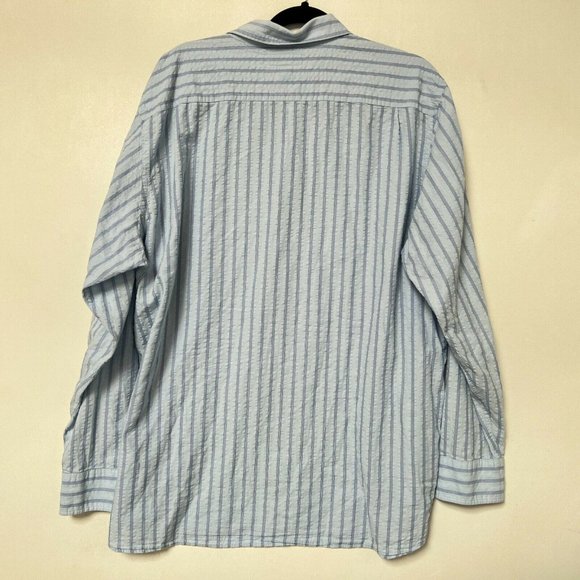 Banana Republic Mens Shirt XL Blue Striped Seersucker Long Sleeve Button Down - Picture 6 of 7